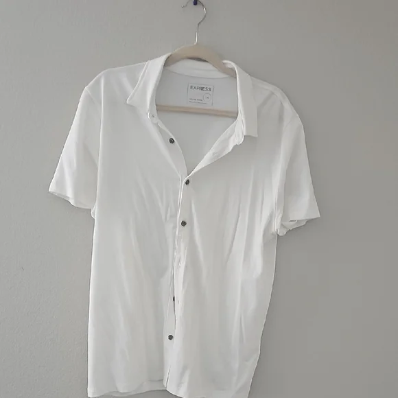 Express White Casual Button Down Shirt - Picture 1 of 1